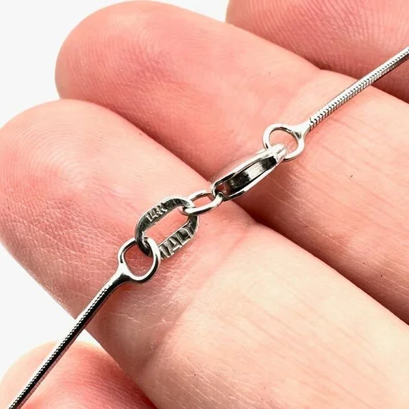 14K White Gold Womens Necklace Princess Cut Diamond Pendant - Picture 5 of 6